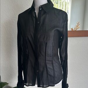 Ann Taylor Luxury Black Sheer Dressy Shirt. SZ Small